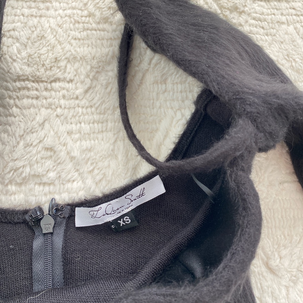 Laquan Smith Black Fuzzy Halter Neck Bodysuit — image 4 of 6